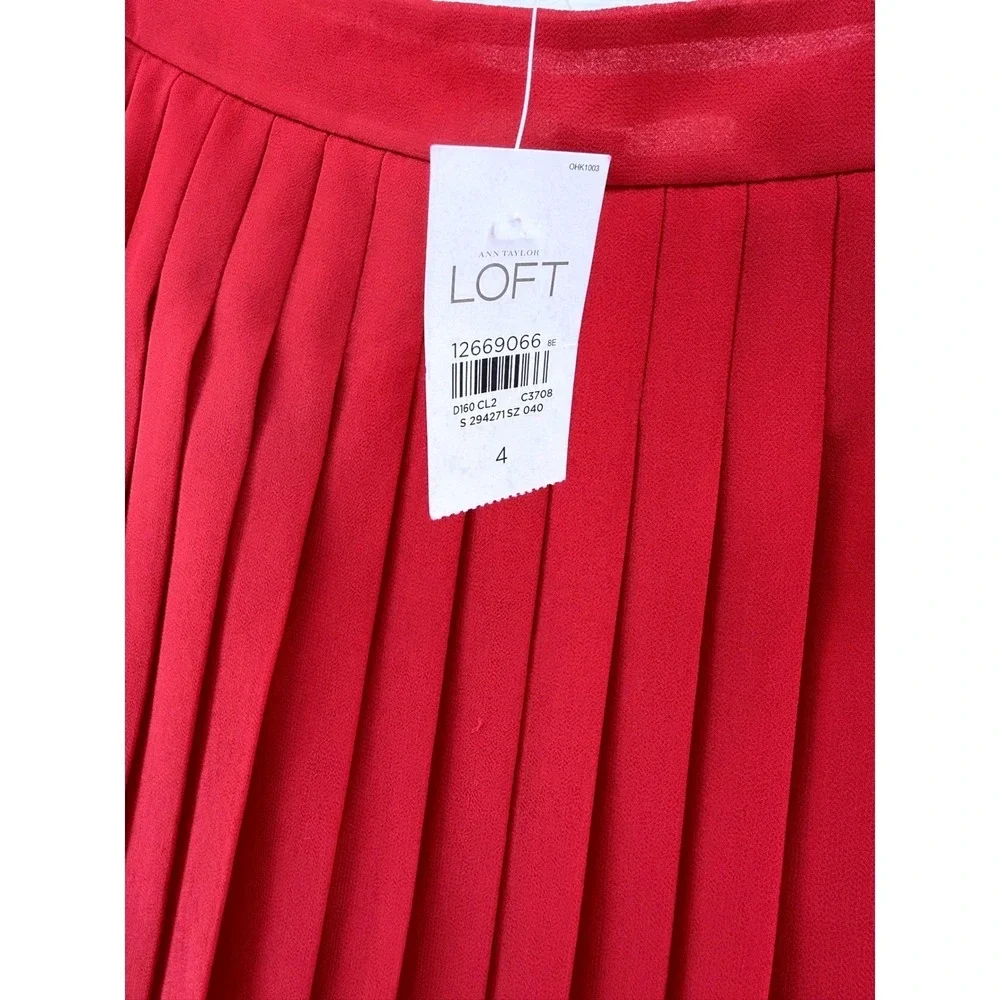 Ann Taylor LOFT Red Pleated Mini Skirt Size 4 New With‎ Tags 12669066